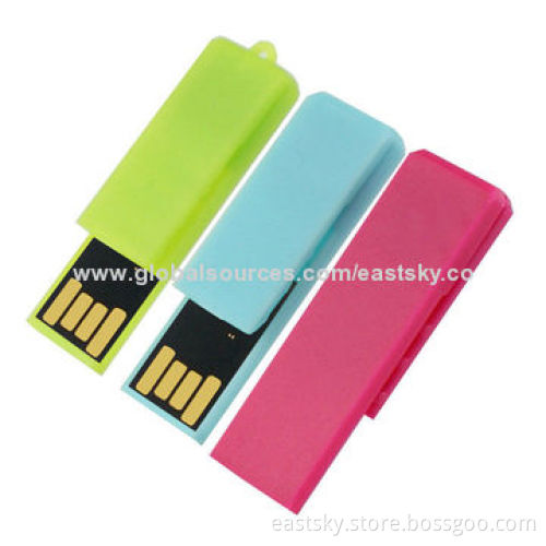 Custom clip plastic USB drive, available in various colors, 64MB to 32GB memory capacityNew